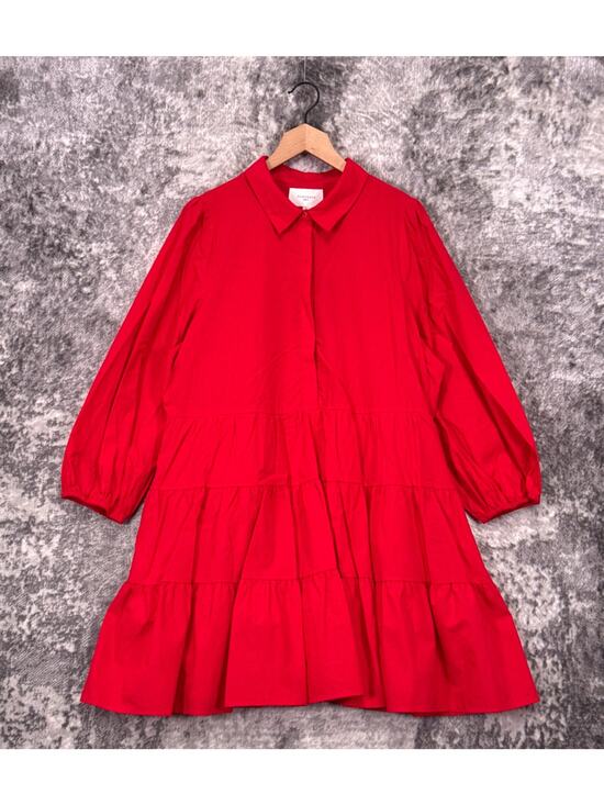 Tuckernuck Dresses & Skirts - New Tuckernuck Dress XL Womens Pomander Place Mabel Mini Tiered Red Cotton